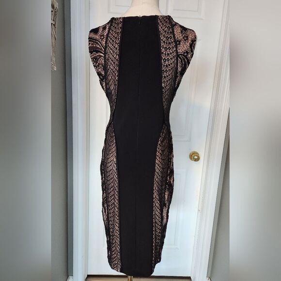 Joseph Ribkoff Black & Tan Lace Dress - Picture 5 of 6